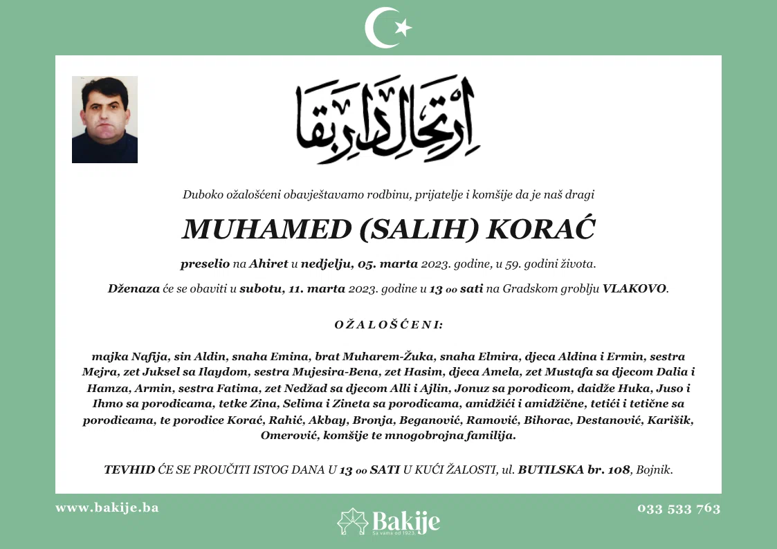 Smrtovnica — Muhamed (Salih) Korać