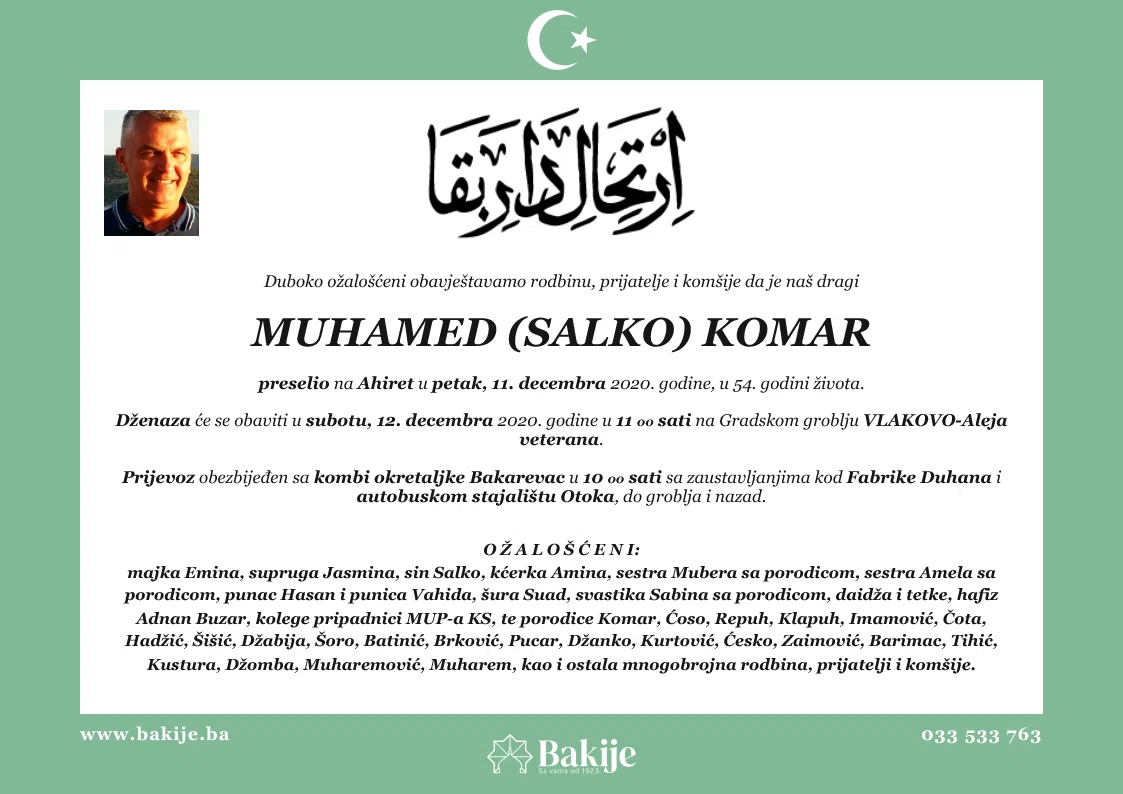 Smrtovnica — Muhamed (Salko) Komar