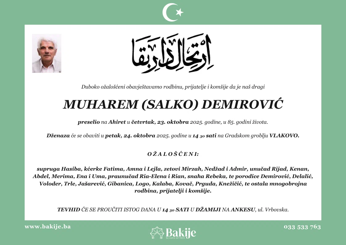 Smrtovnica — Muharem (Salko) Demirović
