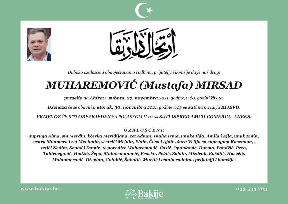 Smrtovnica — Muharemović (Mustafa) Mirsad