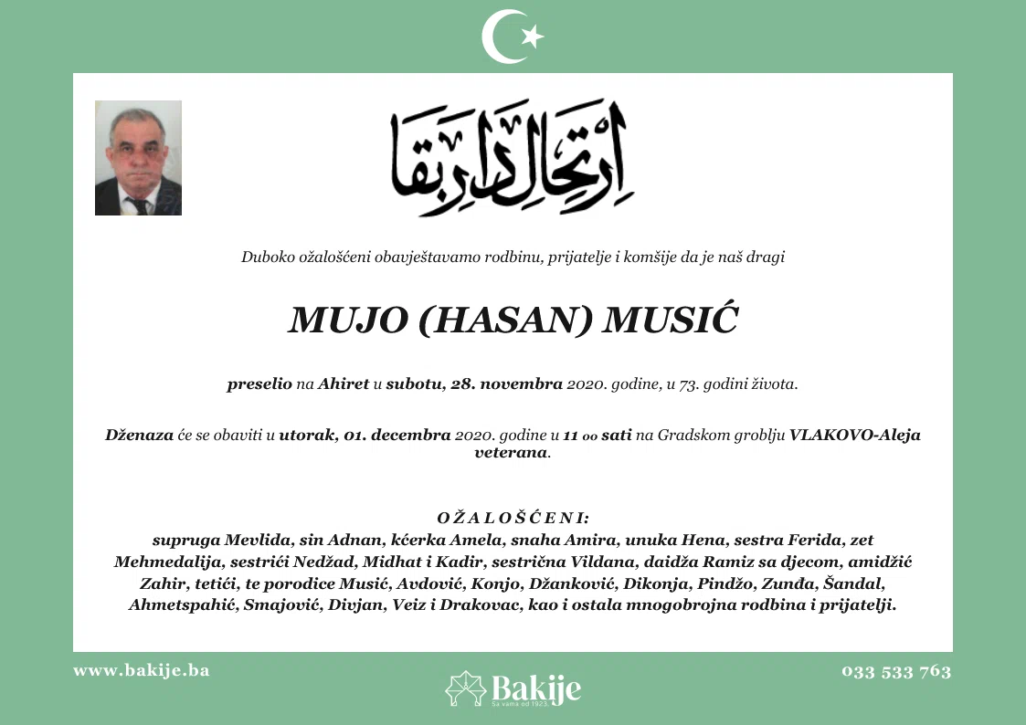 Smrtovnica — Mujo (Hasan) Musić