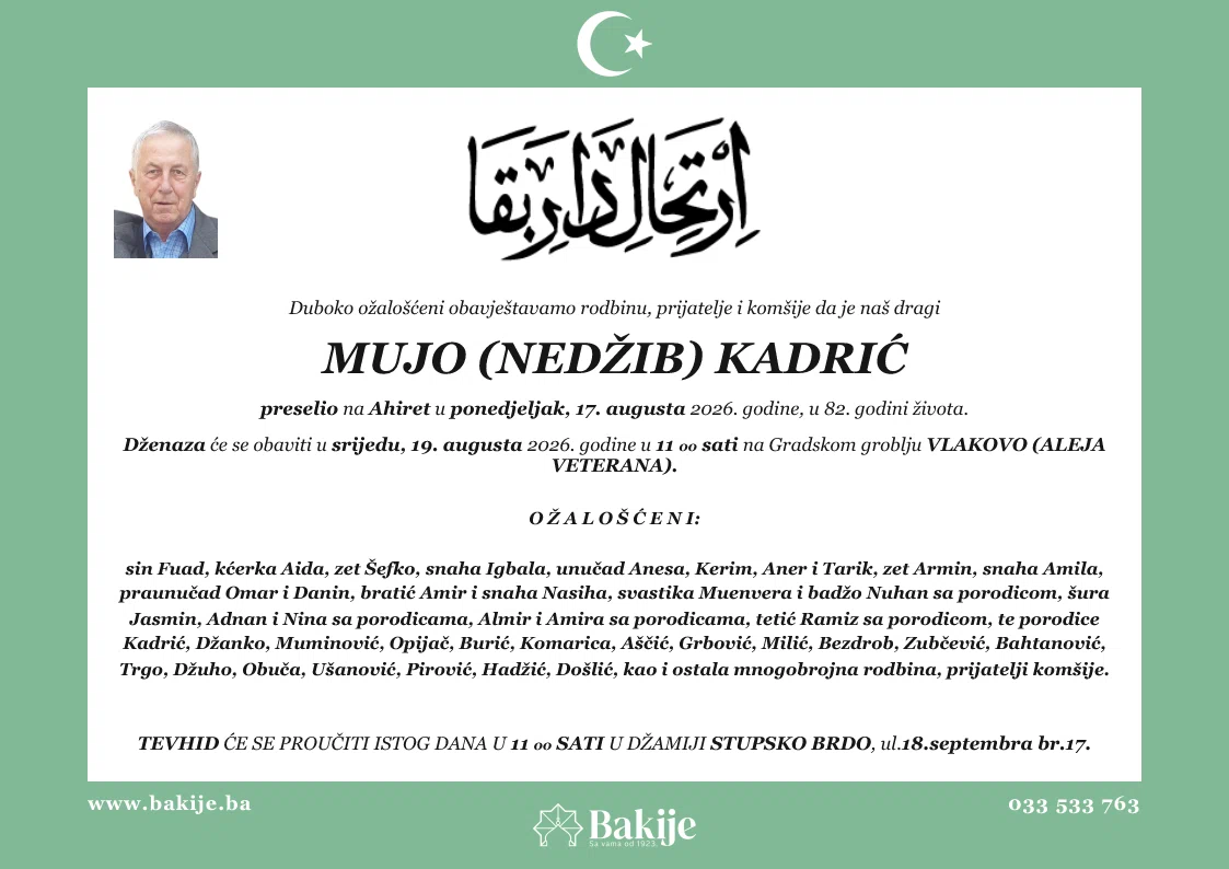 Smrtovnica — Mujo (Nedžib) Kadrić