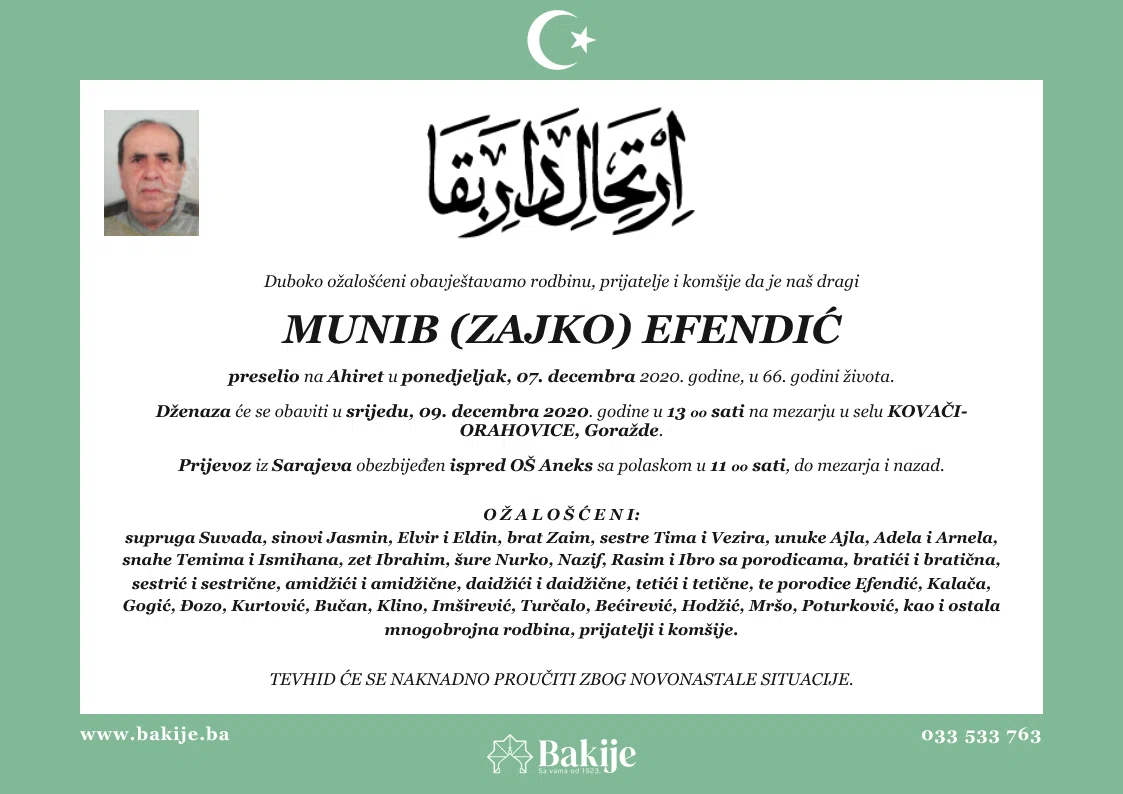 Smrtovnica — Munib (Zajko) Efendić