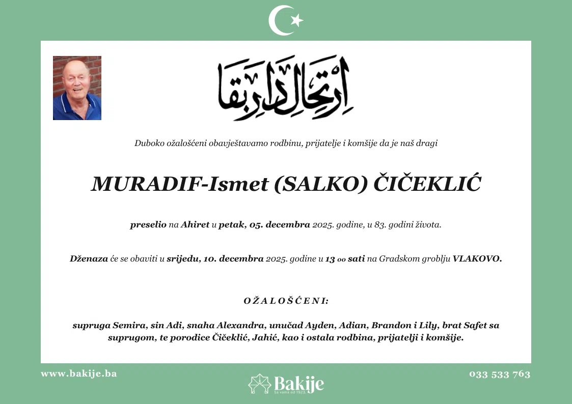 Smrtovnica — Muradif-Ismet (Salko) Čičeklić