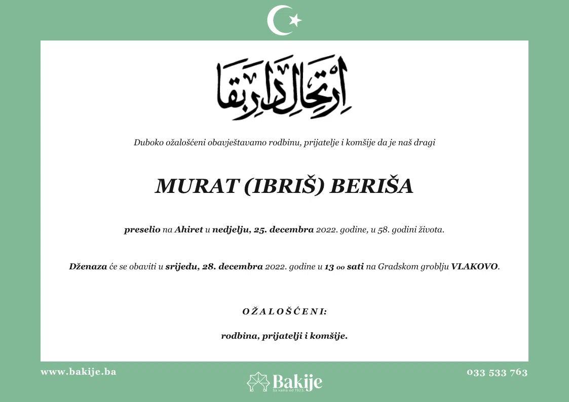 Smrtovnica — Murat (Ibriš) Beriša