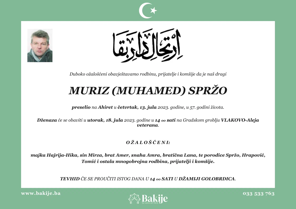 Smrtovnica — Muriz (Muhamed) Spržo