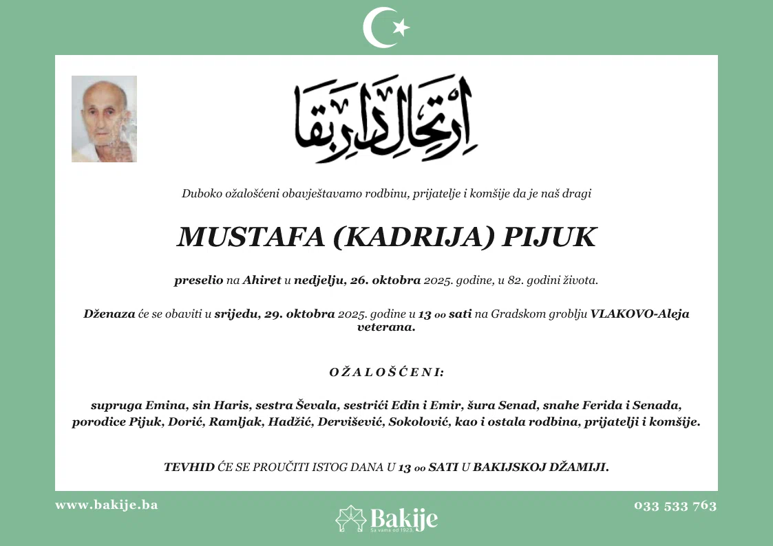 Smrtovnica — Mustafa (Kadrija) Pijuk