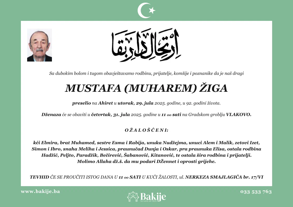 Smrtovnica — Mustafa (Muharem) Žiga