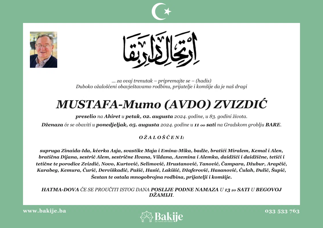 Smrtovnica — Mustafa-Mumo (Avdo) Zvizdić
