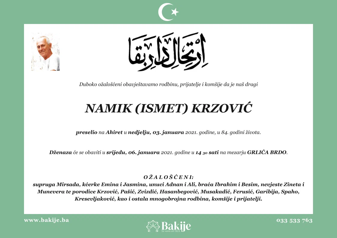 Smrtovnica — Namik (Ismet) Krzović