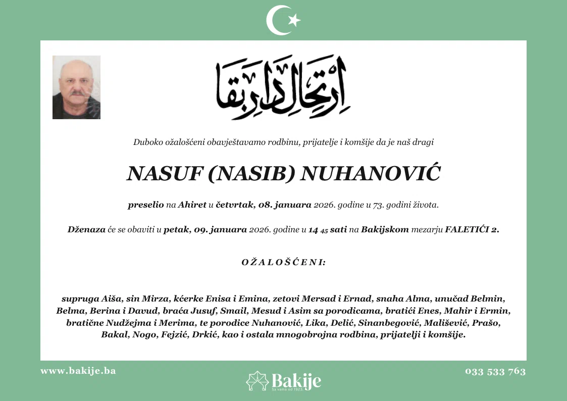 Smrtovnica — Nasuf (Nasib) Nuhanović