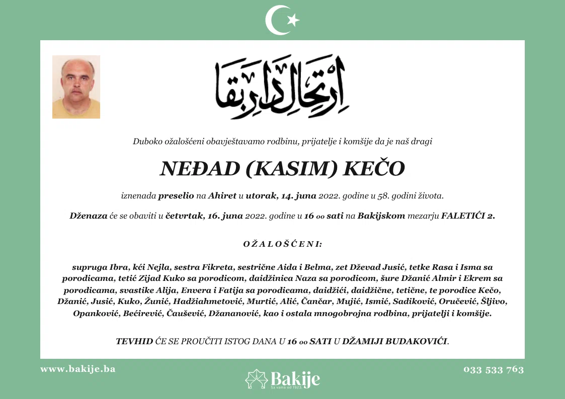 Smrtovnica — Neđad (Kasim) Kečo