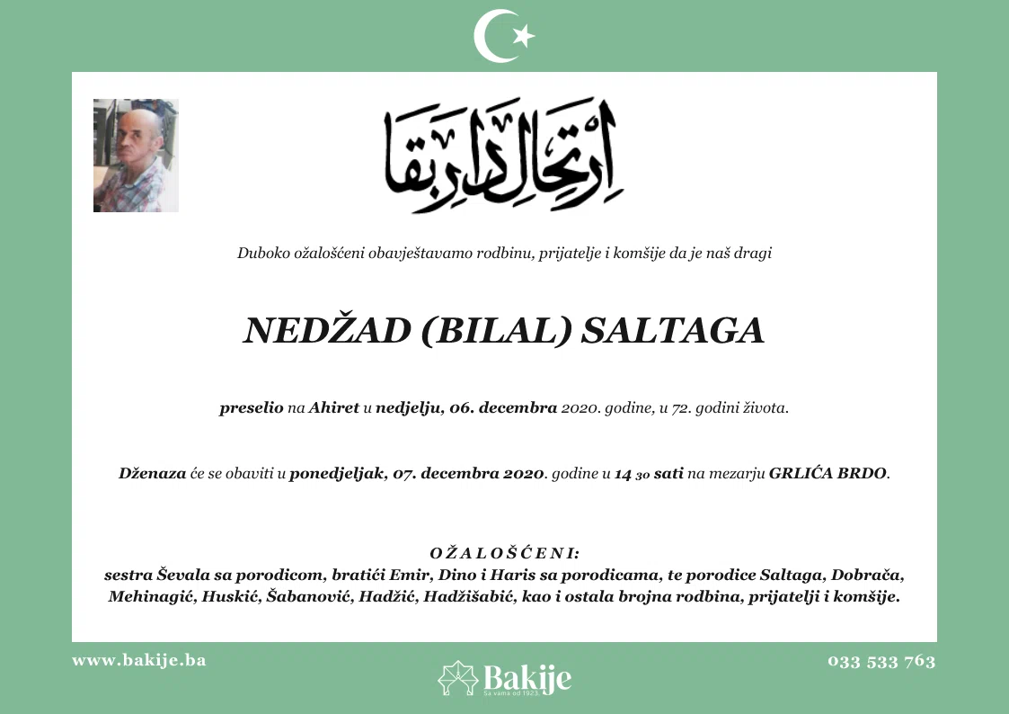 Smrtovnica — Nedžad (Bilal) Saltaga