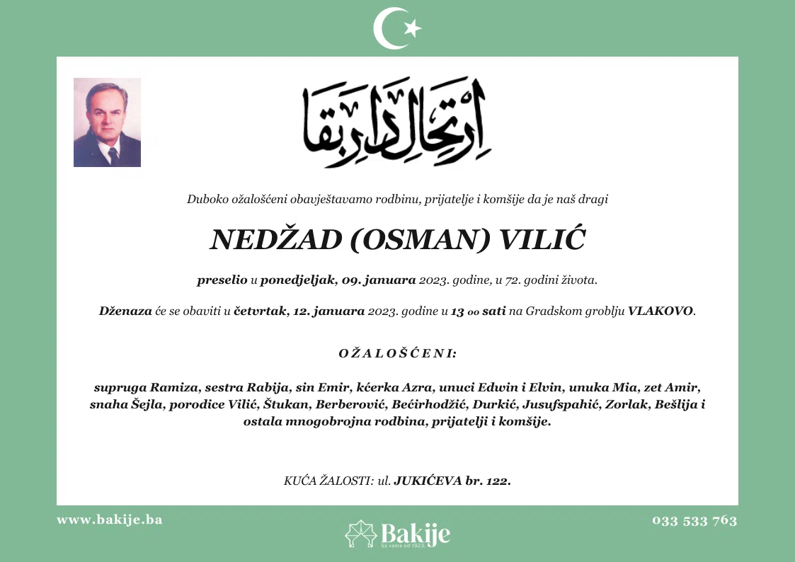 Smrtovnica — Nedžad (Osman) Vilić