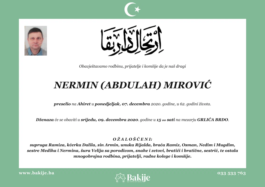 Smrtovnica — Nermin (Abdulah) Mirović
