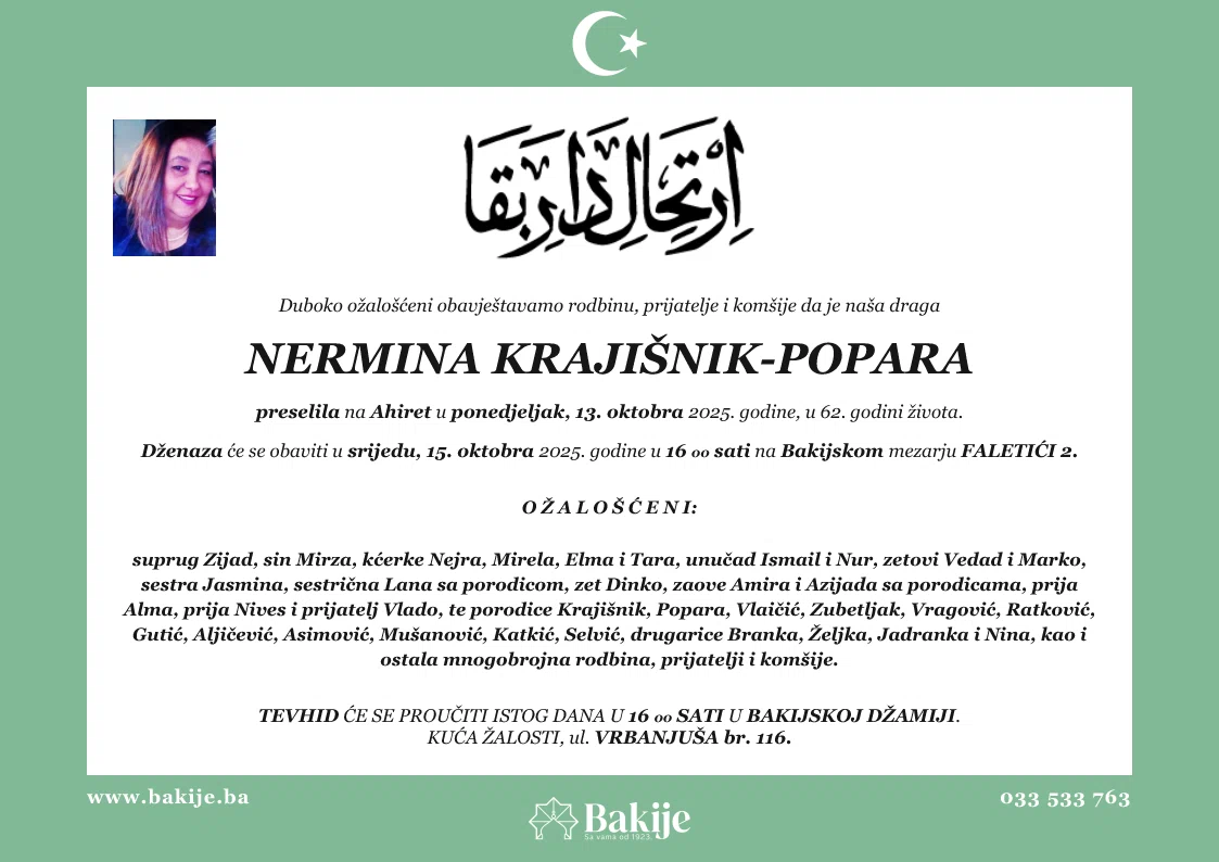 Smrtovnica — Nermina Krajišnik-Popara