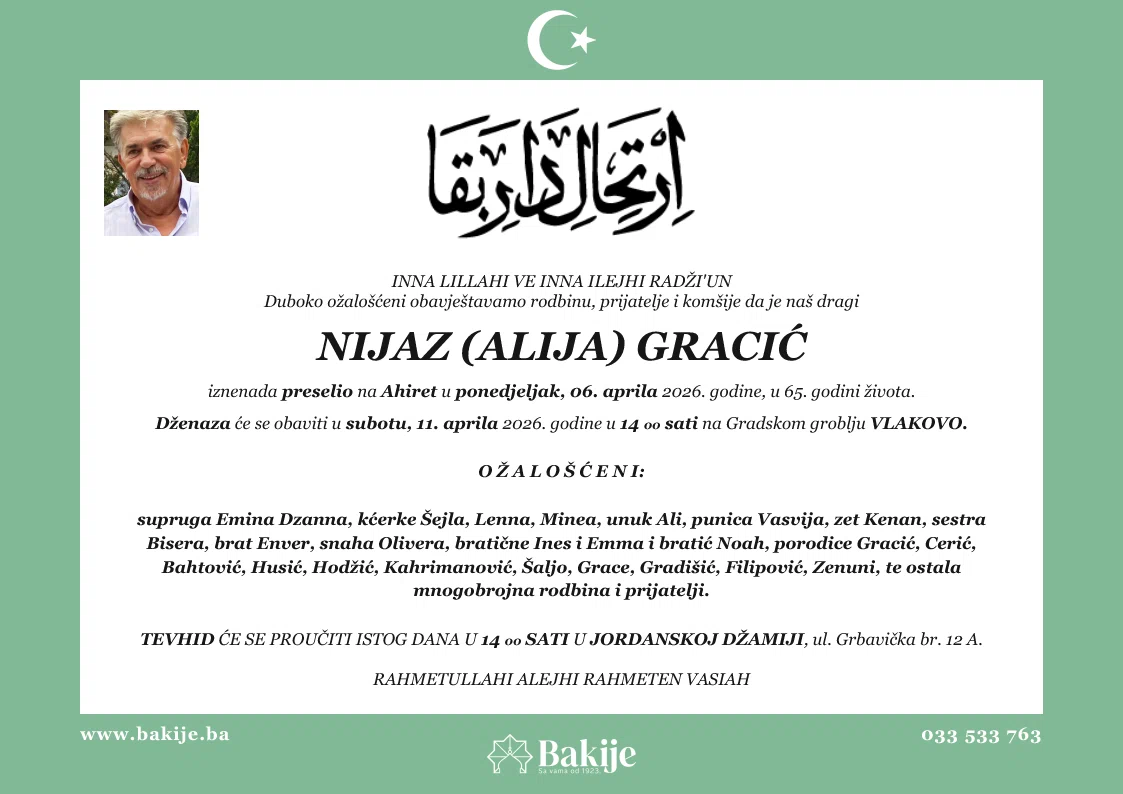 Smrtovnica — Nijaz (Alija) Gracić