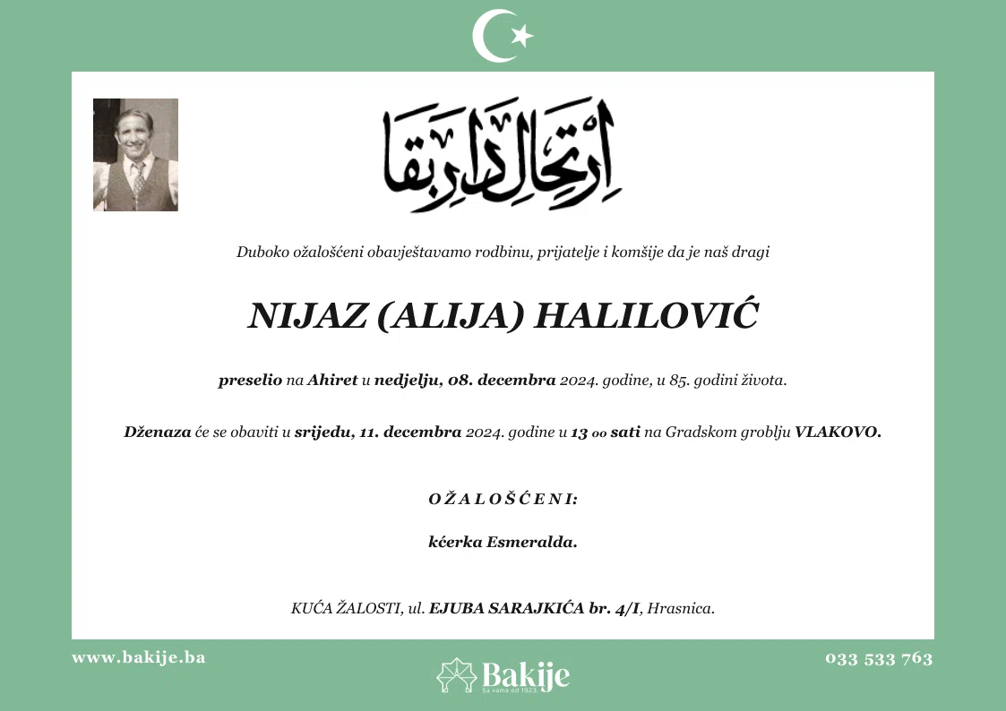 Smrtovnica — Nijaz (Alija) Halilović