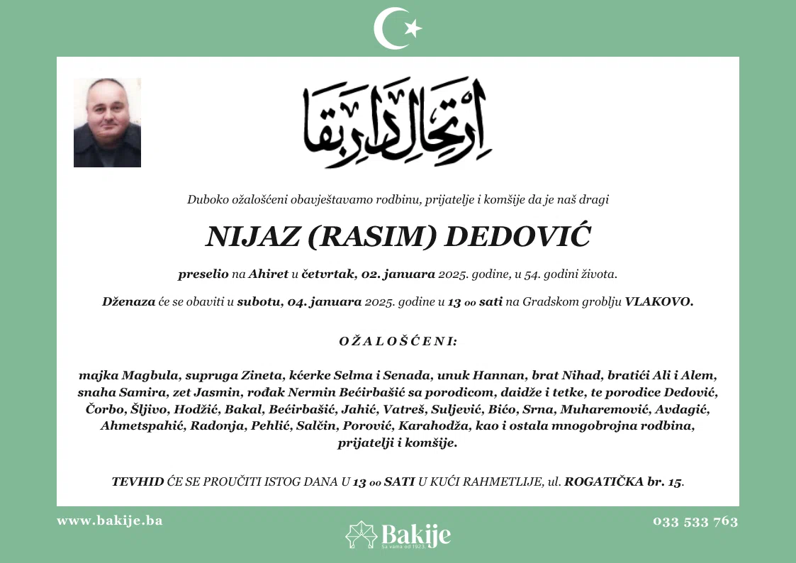 Smrtovnica — Nijaz (Rasim) Dedović