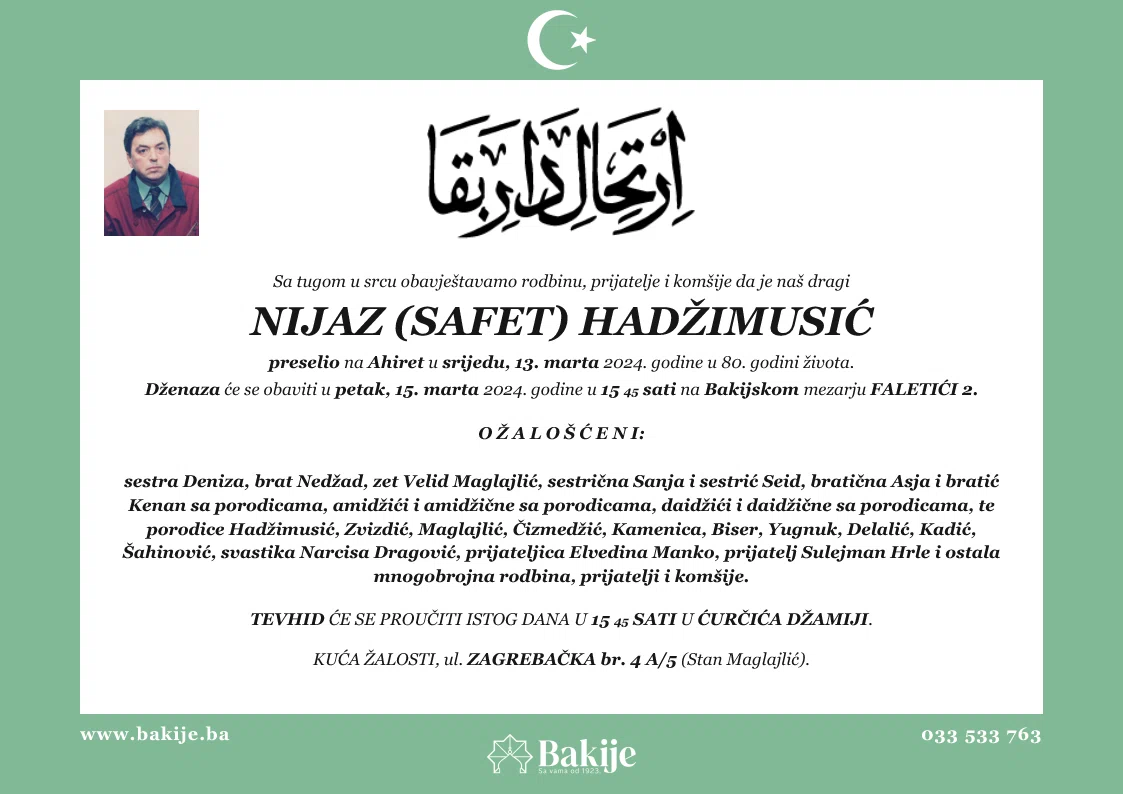 Smrtovnica — Nijaz (Safet) Hadžimusić