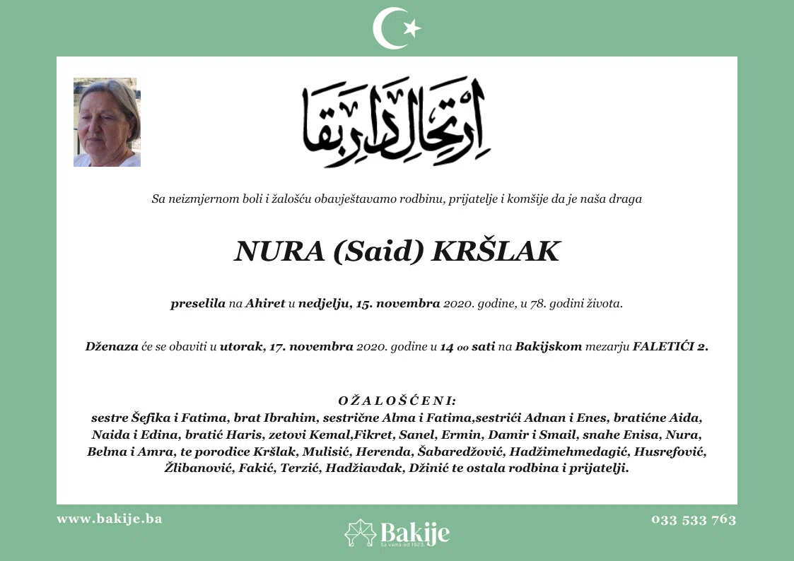 Smrtovnica — Nura (Said) Kršlak