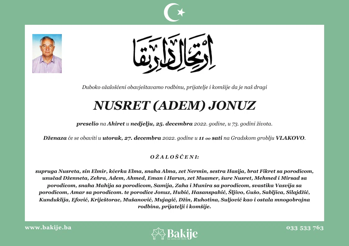 Smrtovnica — Nusret (Adem) Jonuz