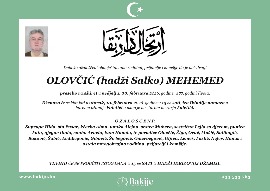 Smrtovnica — Olovčić (Hadži Salko) Mehemed