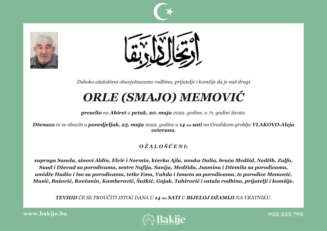 Smrtovnica — Orle (Smajo) Memović