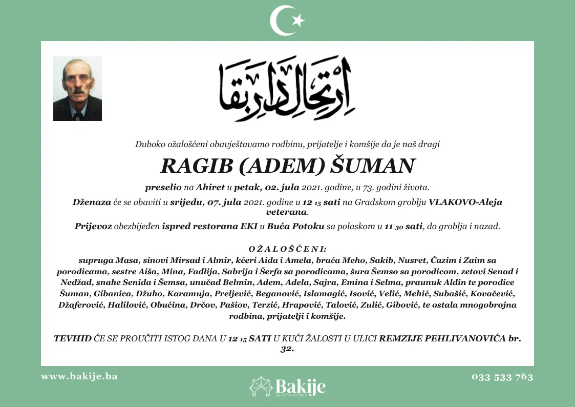 Smrtovnica — Ragib (Adem) Šuman