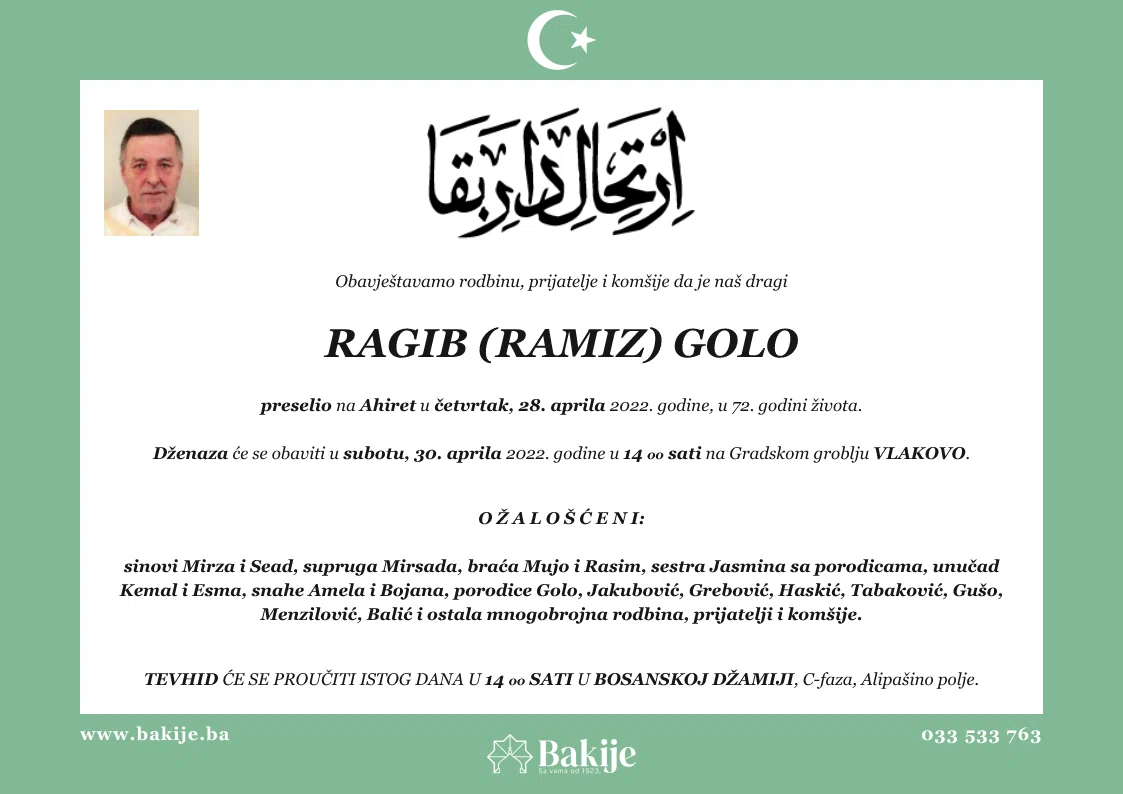 Smrtovnica — Ragib (Ramiz) Golo