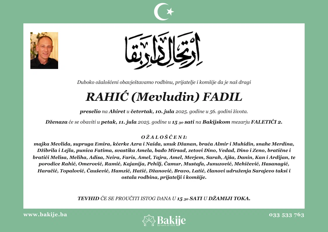 Smrtovnica — Rahić (Mevludin) Fadil