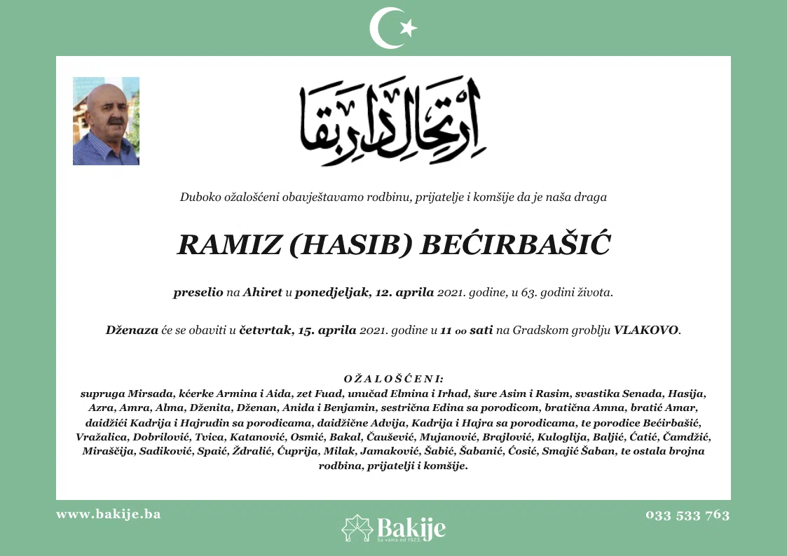 Smrtovnica — Ramiz (Hasib) Bećirbašić