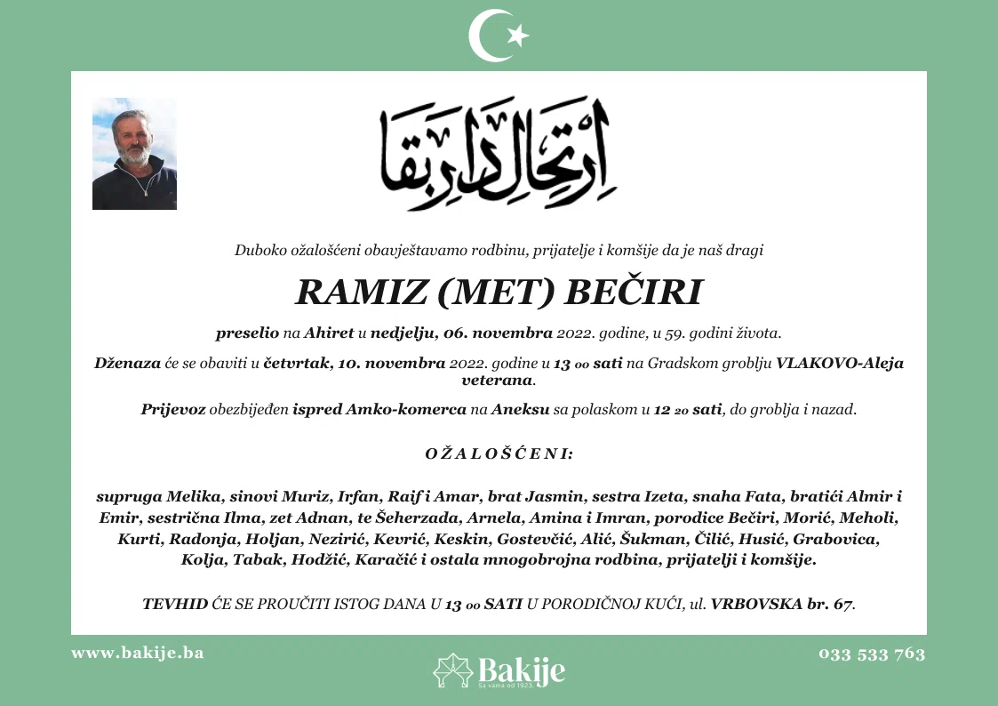 Smrtovnica — Ramiz (Met) Bečiri