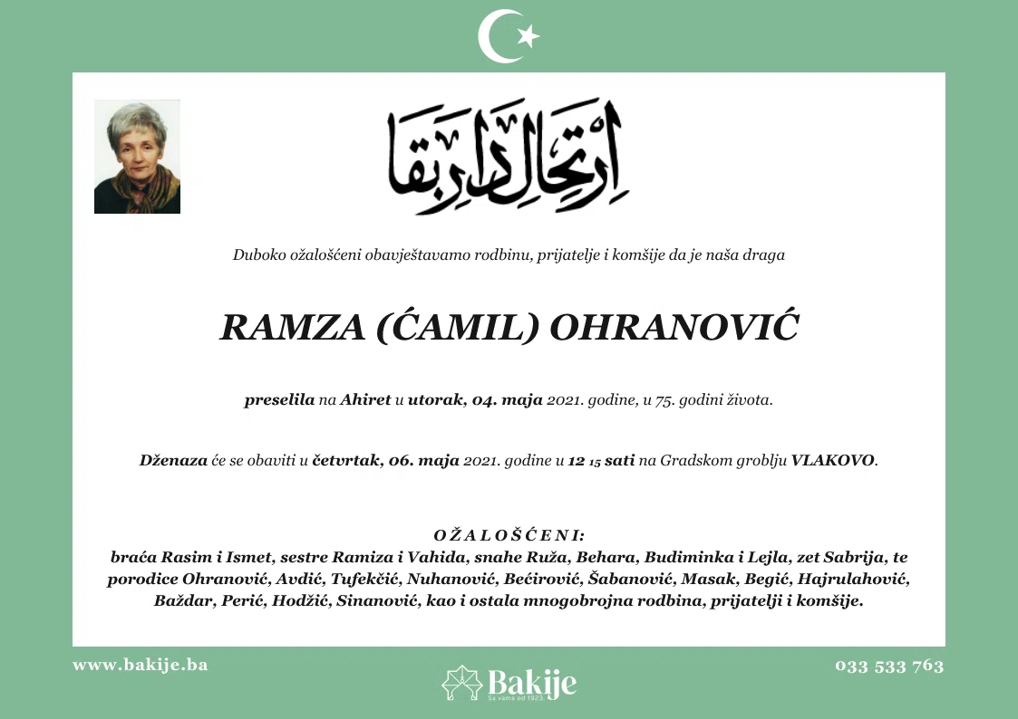 Smrtovnica — Ramza (Ćamil) Ohranović
