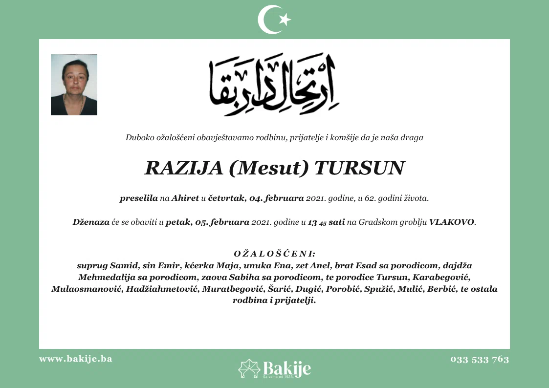Smrtovnica — Razija (Mesut) Tursun
