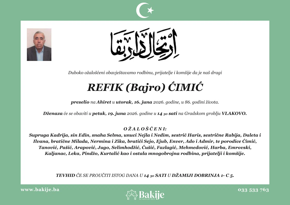 Smrtovnica — Refik (Bajro) Ćimić