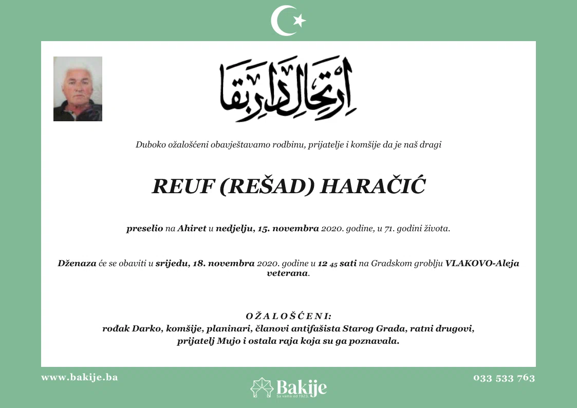 Smrtovnica — Reuf (Rešad) Haračić