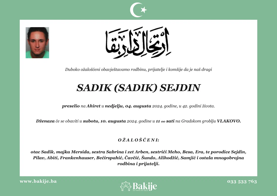 Smrtovnica — Sadik (Sadik) Sejdin