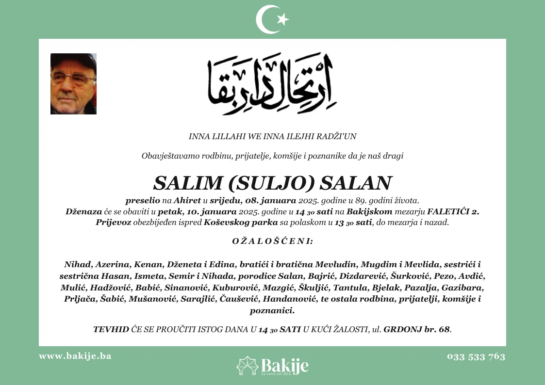 Smrtovnica — Salim (Suljo) Salan