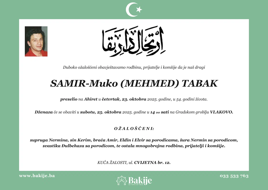 Smrtovnica — Samir-Muko (Mehmed) Tabak