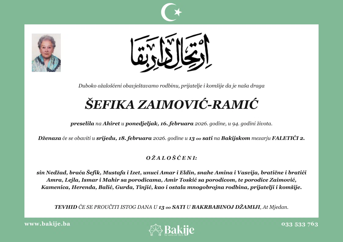 Smrtovnica — Šefika Zaimović-Ramić