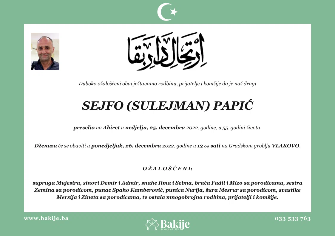 Smrtovnica — Sejfo (Sulejman) Papić