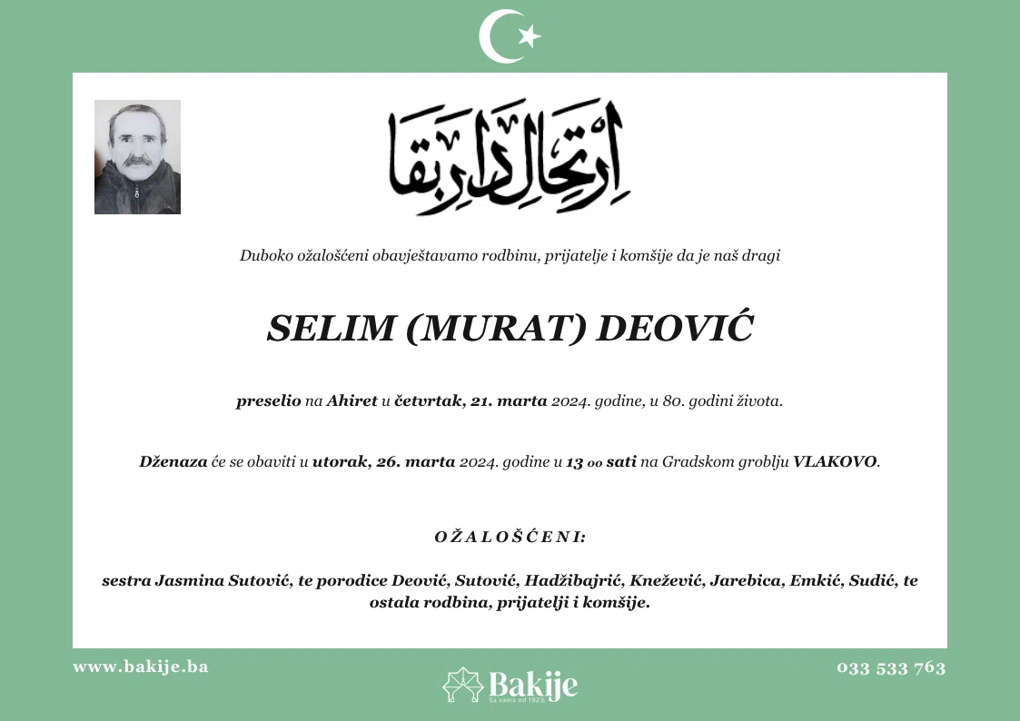 Smrtovnica — Selim (Murat) Deović
