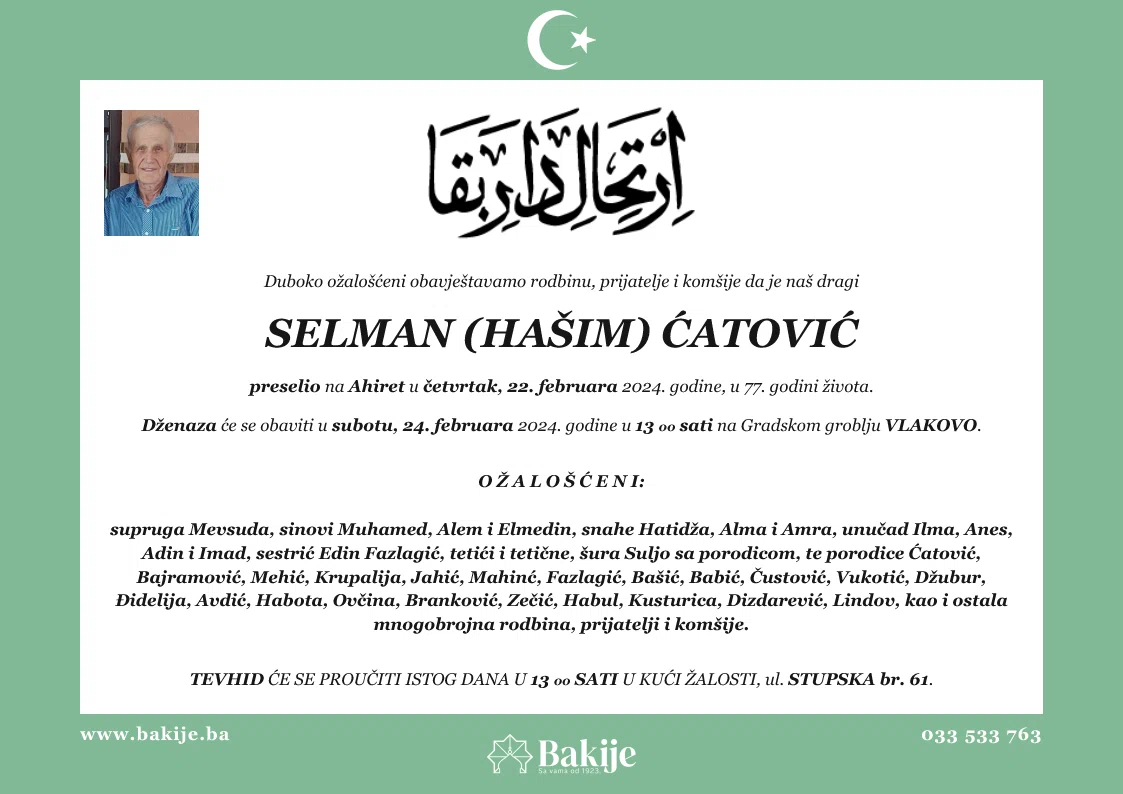 Smrtovnica — Selman (Hašim) Ćatović