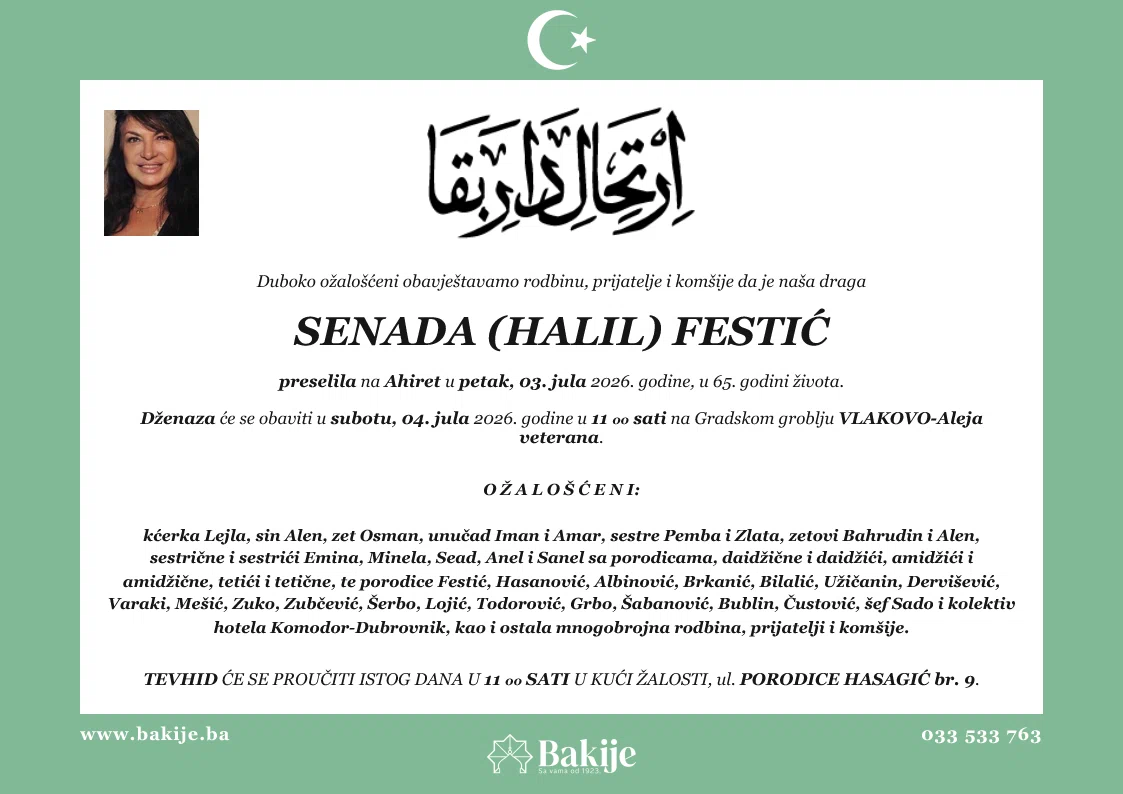 Smrtovnica — Senada (Halil) Festić