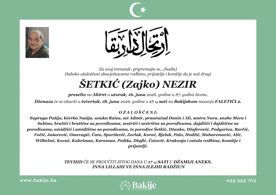Smrtovnica — Šetkić (Zajko) Nezir