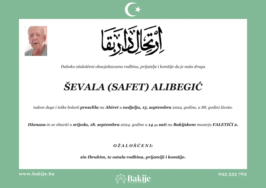 Smrtovnica — Ševala (Safet) Alibegić