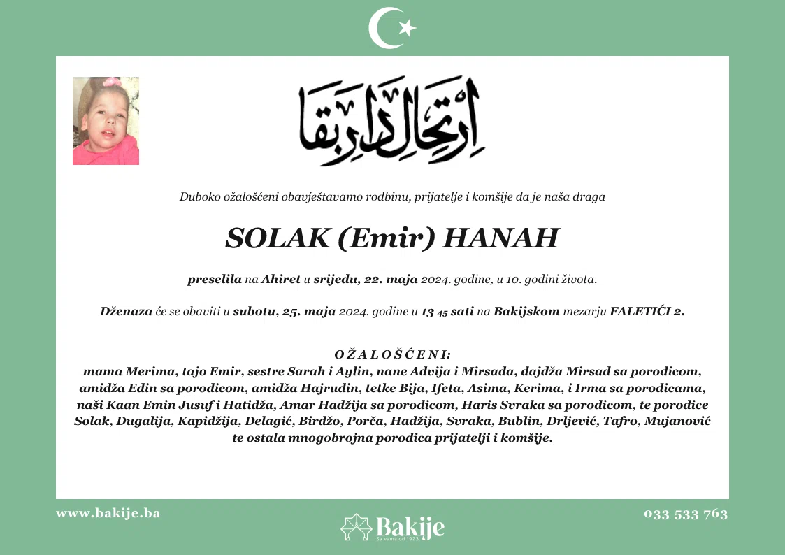Smrtovnica — Solak (Emir) Hanah