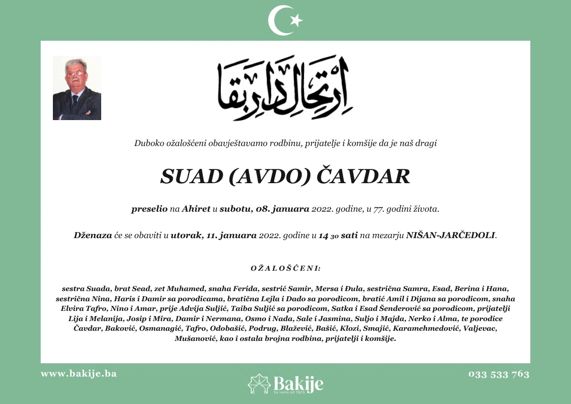 Smrtovnica — Suad (Avdo) Čavdar