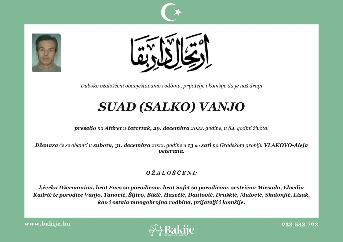 Smrtovnica — Suad (Salko) Vanjo